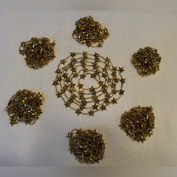 Other - Vintage 7 Strings Star ⭐️ Garlands Gold Color Each One Is 8 Feet 9 Inches Long